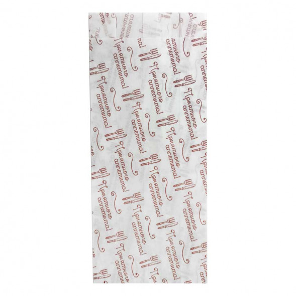 Пакет бумажный белый с печатью с плоским дном  размер 22*9*4см уп 10шт