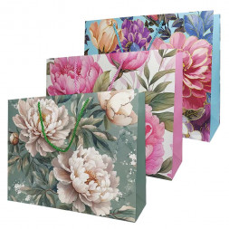 Пакет ЛЮКС Цветы с блеском размер 32*26*12см