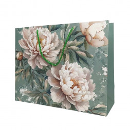 Пакет ЛЮКС Цветы с блеском размер 32*26*12см