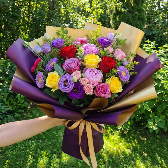 Пленка в рулоне матовая двухцветная золото фиолетовая размер 58см*10м 65мкм