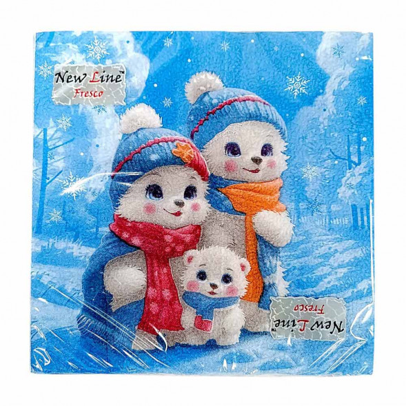 Салфетки бумажные Медвежата 33*33см 2-х слойные 20шт