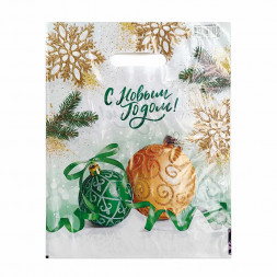 Пакет вырубной ПВД Золотой и зеленый шар 30*40см 40 мкм 50шт