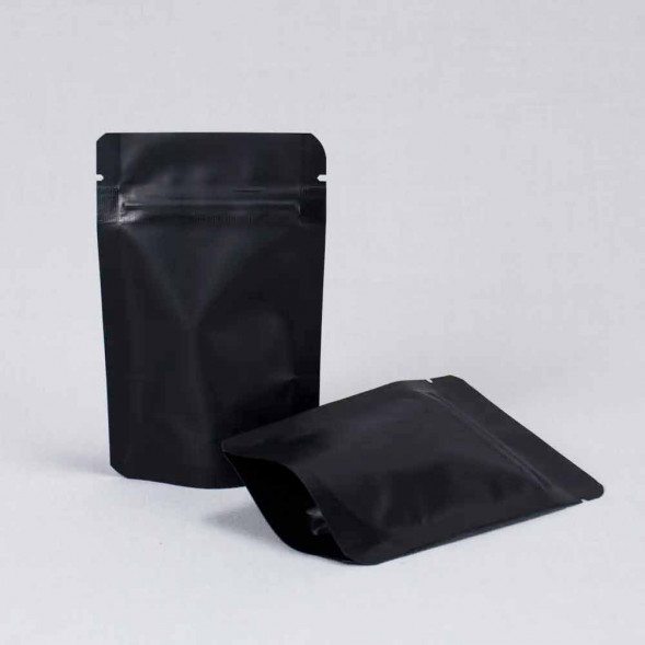 Дой-пак черный матовый металл внутри с замком zip-lock 160*250мм (45+45) уп 10шт