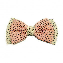 Бантик тканевый Горошек розовый/кремовый размер 12см