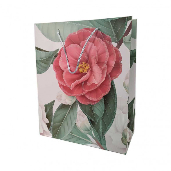 Пакет ЛЮКС Цветы с блестками размер 26*32*12см