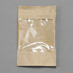 Дой-пак бумажный крафт с окном с замком zip-lock 105*150+(35+35) 70мм уп 10шт