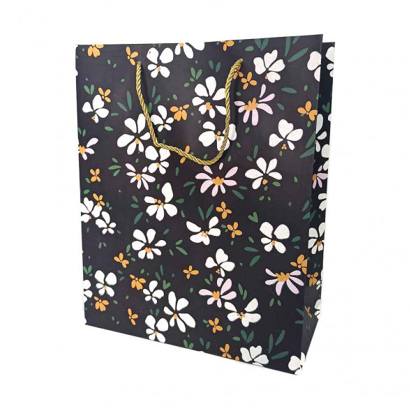 Пакет ЛЮКС Ромашки с блеском размер 26*32*12см