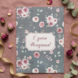 Мини-открытка С днем рождения! 5*7см арт 725899