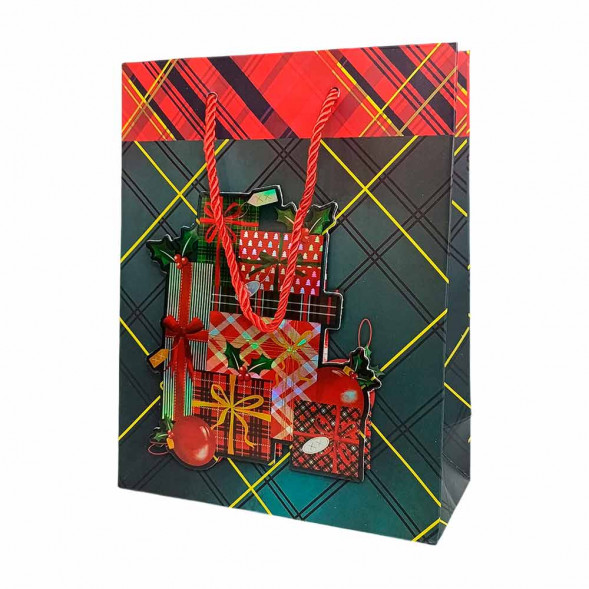 Пакет ЛЮКС НГ Клетка с голографическим эффектом размер 18*23*10см