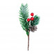 Ветка НГ с заснеженными ягодами и шишкой Н-13см