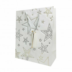 Пакет ЛЮКС Звезды золотые размер 26*32*12см
