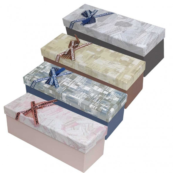 Коробка прямоугольная с бантиком узкая размер 23*9*9см