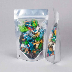 Дой-пак серебро с прозрачной стенкой c замком zip-lock 135*200+(35+35) уп 10шт