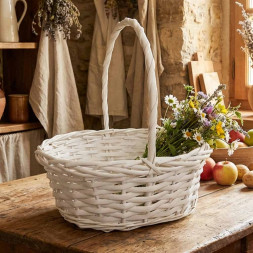 Корзина овальная белая ива в 3-х размерах арт 8827466