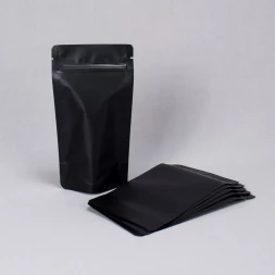 Дой-пак черный матовый металл внутри с замком zip-lock 105*195мм (35+35) уп 10шт