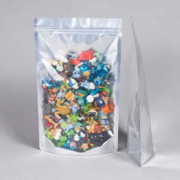 Дой-пак серебро с прозрачной стенкой c замком zip-lock 210*330+(40+40) уп 10шт