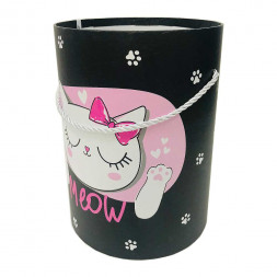 Коробка цилиндр Лапки черная размер 18*24см