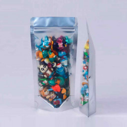 Дой-пак серебро с прозрачной стенкой c замком zip-lock 105*215мм (35+35) уп 10шт