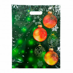 Пакет вырубной ПВД Яркие елочные шары 31*40см 60 мкм 50шт