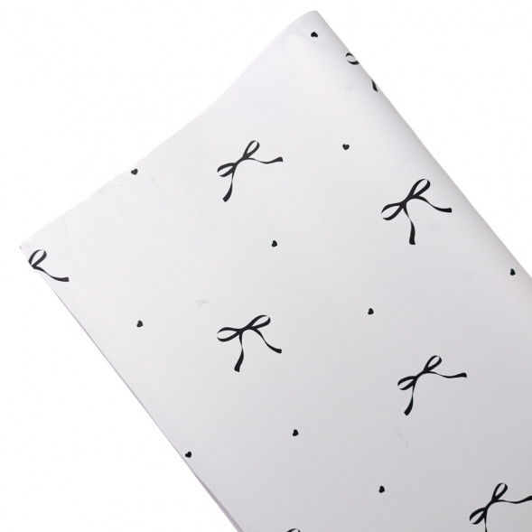 Пленка в рулоне матовая Бантики белая размер 58см*10м 65мкм