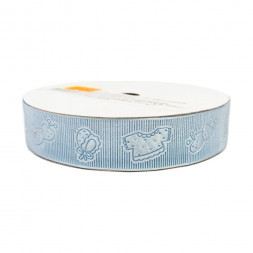 Лента атласная с набивкой Детская одежда голубая размер 2,2см*23м