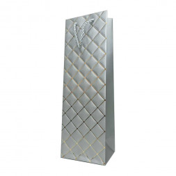 Пакет под бутылку ЛЮКС Ромбики с золотым тиснением размер 12*37*10см