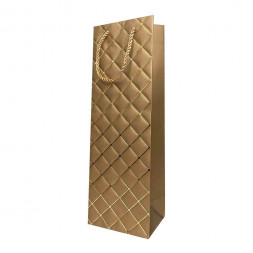 Пакет под бутылку ЛЮКС Ромбики с золотым тиснением размер 12*37*10см