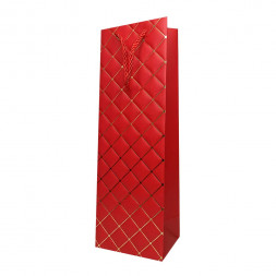Пакет под бутылку ЛЮКС Ромбики с золотым тиснением размер 12*37*10см