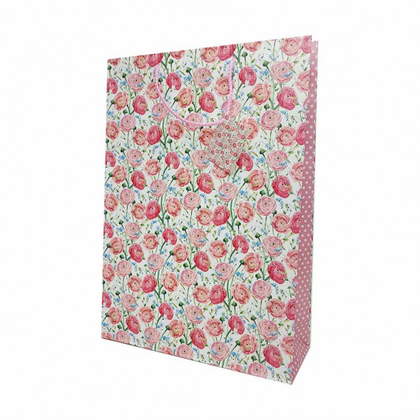 Пакет матовый бумажный Цветы ретро размер 32*45*10см