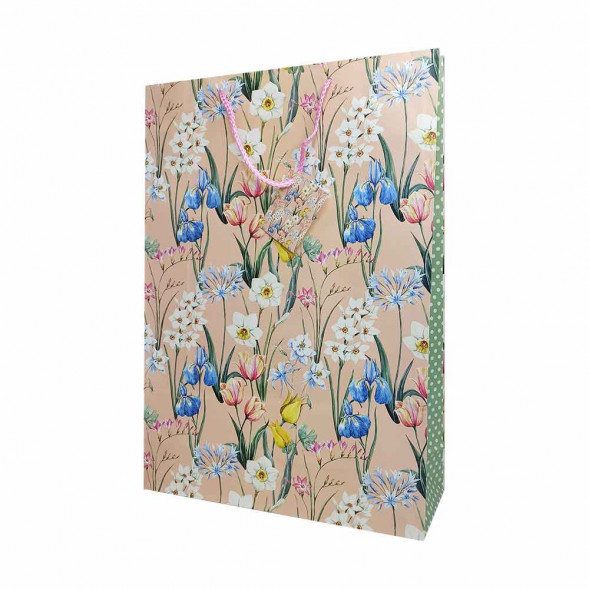 Пакет матовый бумажный Цветы ретро размер 32*45*10см