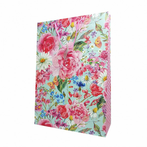 Пакет матовый бумажный Цветы ретро размер 32*45*10см