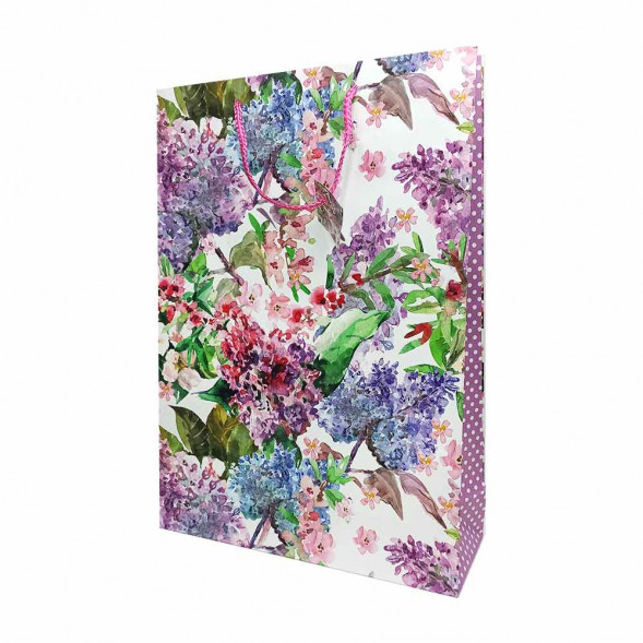 Пакет матовый бумажный Цветы ретро размер 32*45*10см