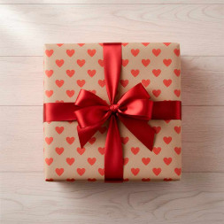 Бумага крафт в рулоне Сердца красные размер 70см*10м