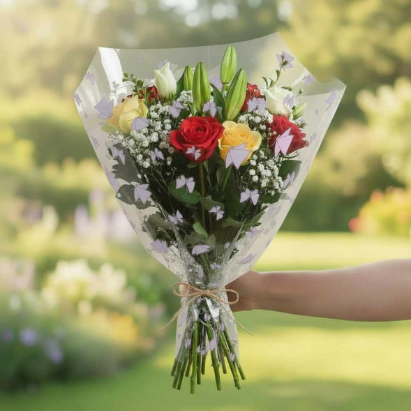 Пленка в рулоне Мотыльки светло-сиреневые размер 60см*10м