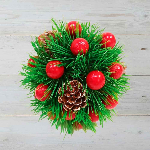 Шар-декор новогодний с ягодами d-13см