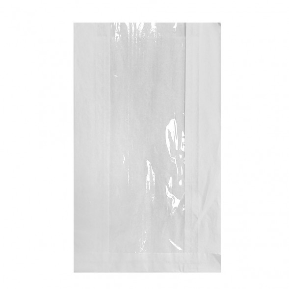 Пакет бумажный белый с окном 40г/м2 размер 34*20*6см уп 10шт