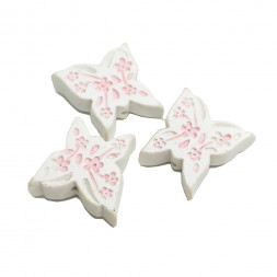 Декор Бабочка с орнаментом бело-розовая на липучке размер 2,2см