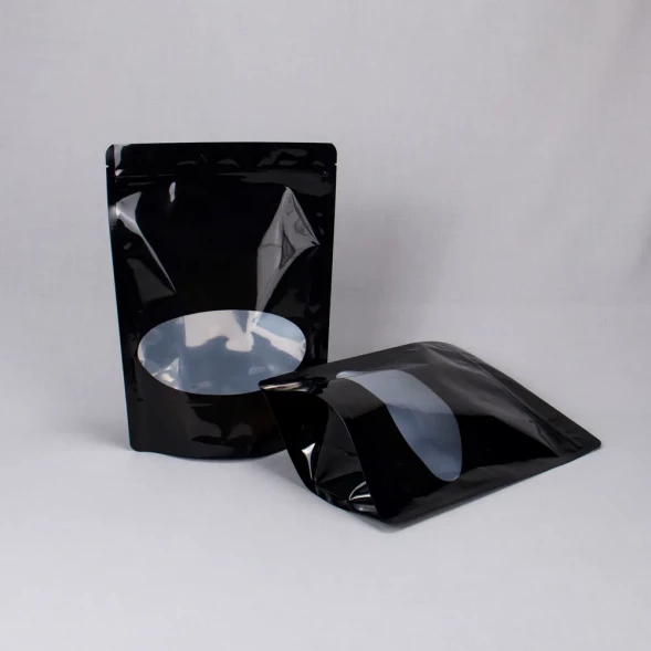 Дой-пак черный с овальным окном с замком zip-lock 220*300мм (55+55) уп 10шт