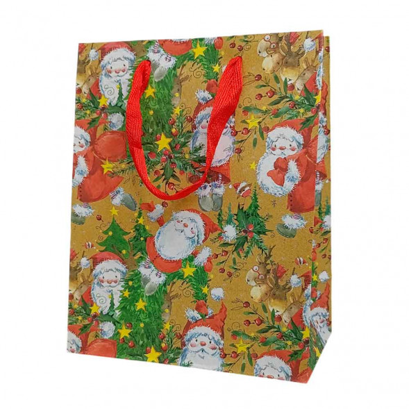 Пакет крафт новогодний размер 18*23*10см