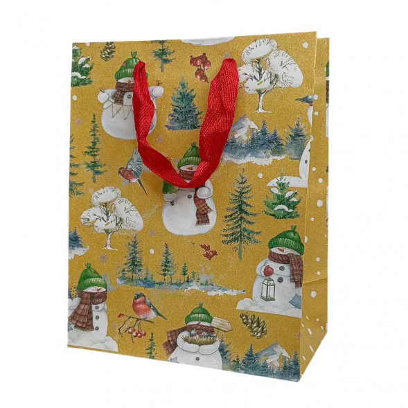 Пакет крафт новогодний размер 18*23*10см