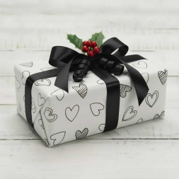 Бумага тишью в листах Сердца на белом размер 50см*66см