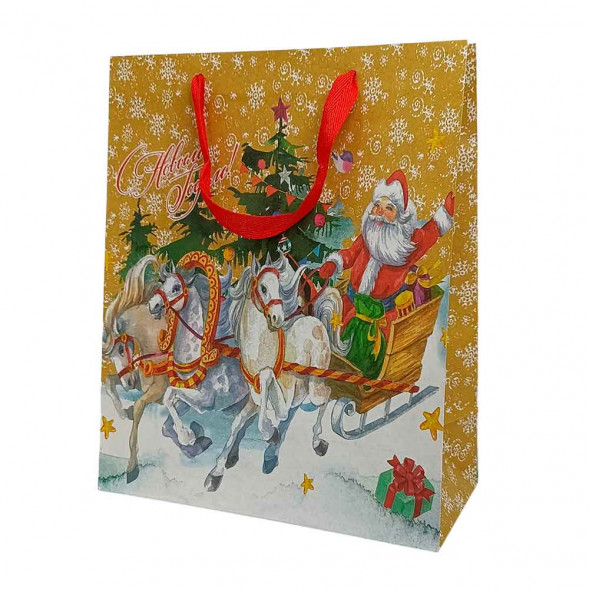 Пакет крафт новогодний размер 26*32*12см