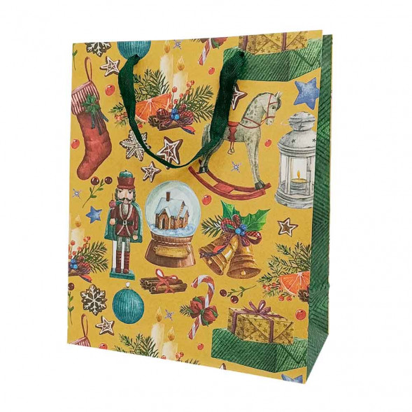 Пакет крафт новогодний размер 26*32*12см