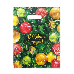 Пакет вырубной ПВД С Новым годом 30*40см 40 мкм 50шт