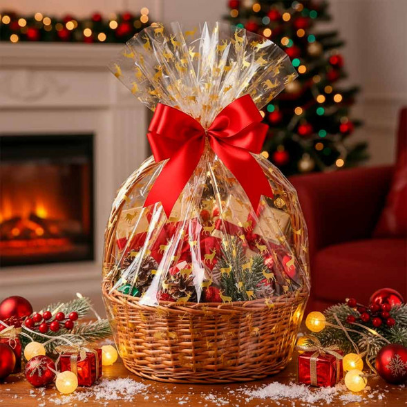 Пленка в рулоне с рисунком Северные олени золотые размер 70см*10м