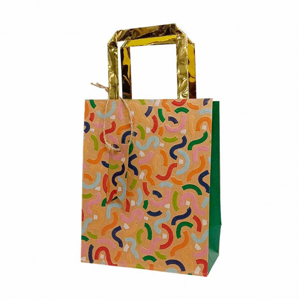 Пакет крафт с золотой ручкой размер 18*23*10см